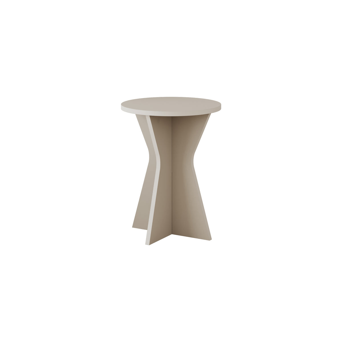 Gemsk 40cm Round Side Table with Geometric Pedestal Base — Sandstone, image 3
