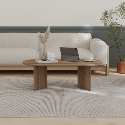 Halvra 119cm Oval Coffee Table with Floor-Protecting Legs — Dark Oak Effect, image 2