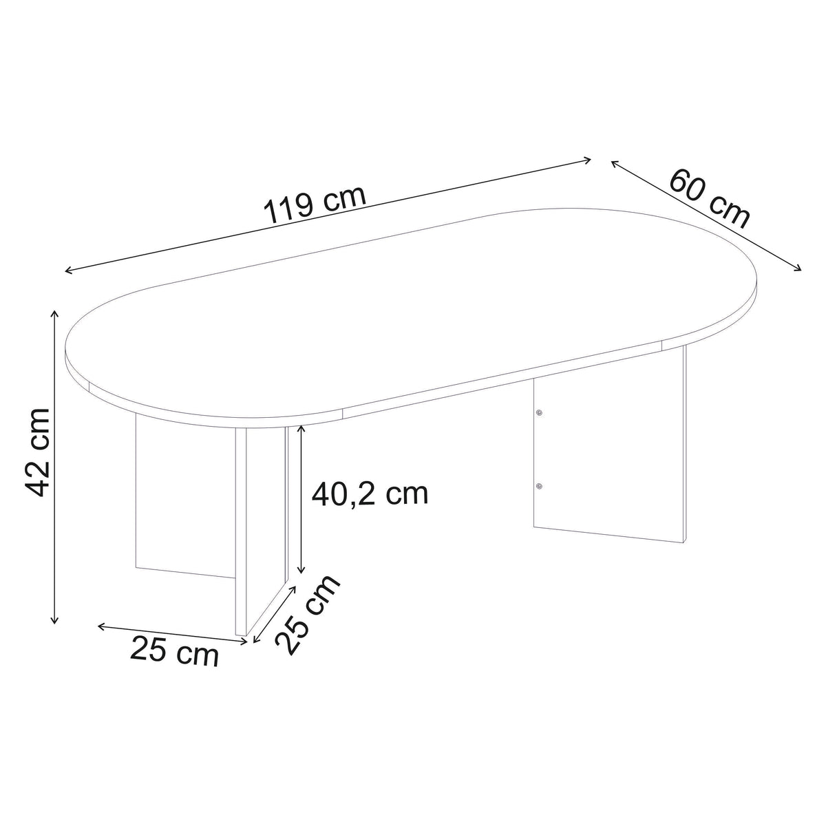 Halvra 119cm Oval Coffee Table with Floor-Protecting Legs — Dark Oak Effect, image 5