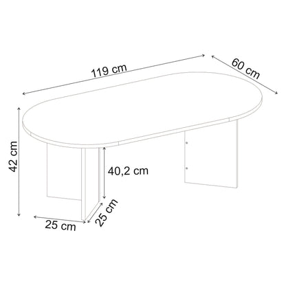 Halvra 119cm Oval Coffee Table with Floor-Protecting Legs — Travertine, Natural Walnut Effect, image 9