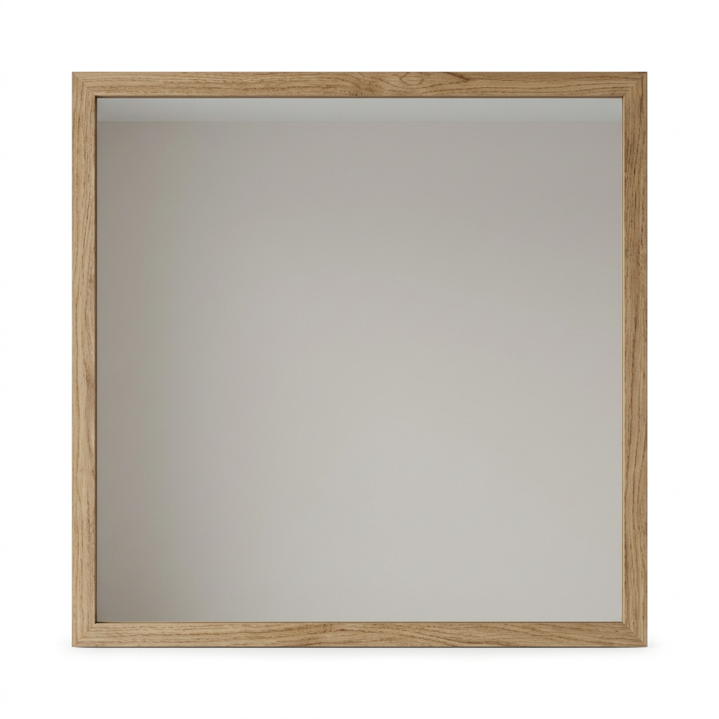 Helvo 86 cm Square Wall Mirror with Slim Oak-Effect Frame — Whiskey Oak, image 2