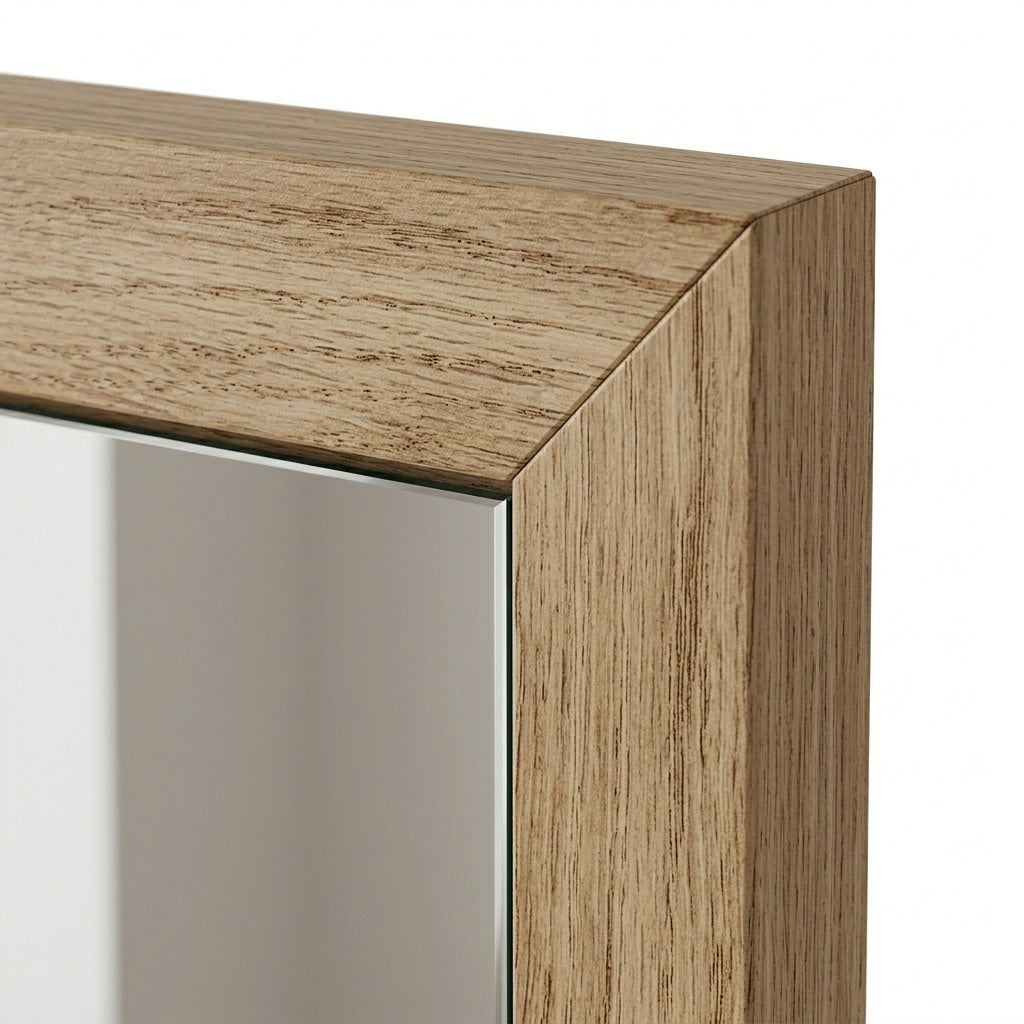 Helvo 86 cm Square Wall Mirror with Slim Oak-Effect Frame — Whiskey Oak, image 3