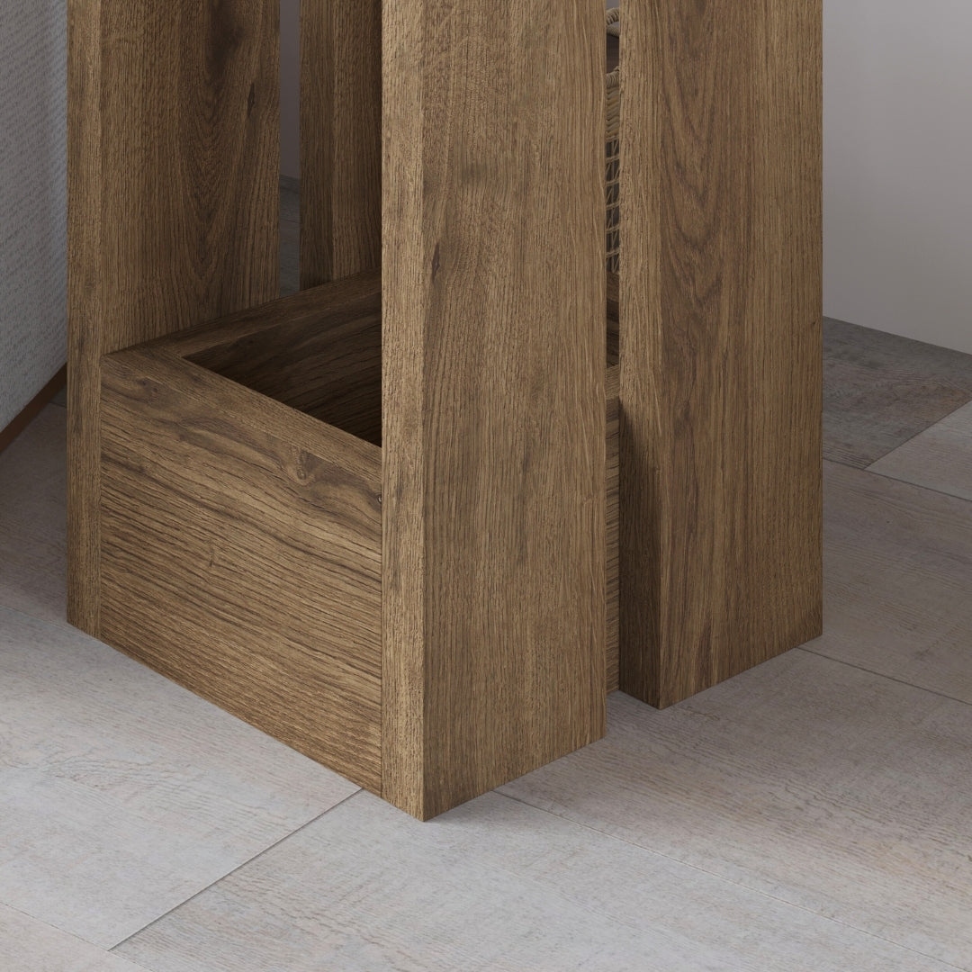 Tasos Compact Side Table with Storage – Narrow Oak End Table for Sofa, Bedside or Living Room