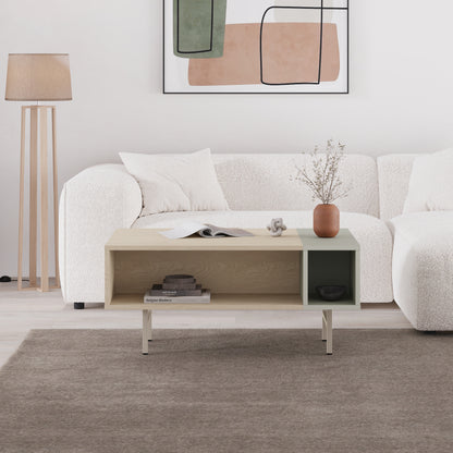 Isbrae 100cm Coffee Table with 4 Storage Compartments — Sonoma Oak, Ash Green, image 2