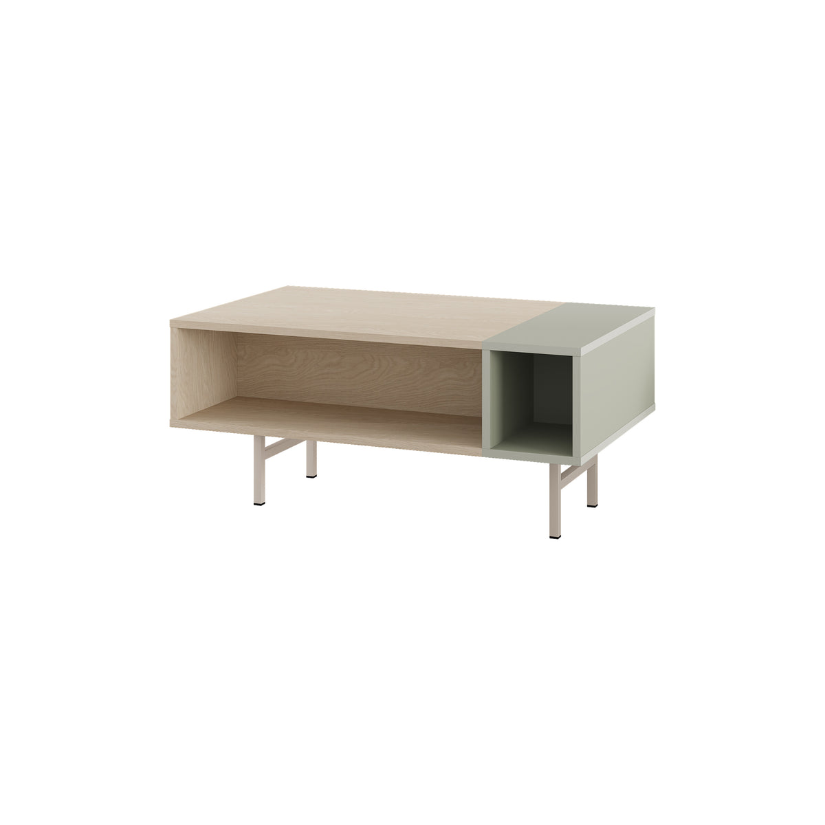 Isbrae 100cm Coffee Table with 4 Storage Compartments — Sonoma Oak, Ash Green, image 4