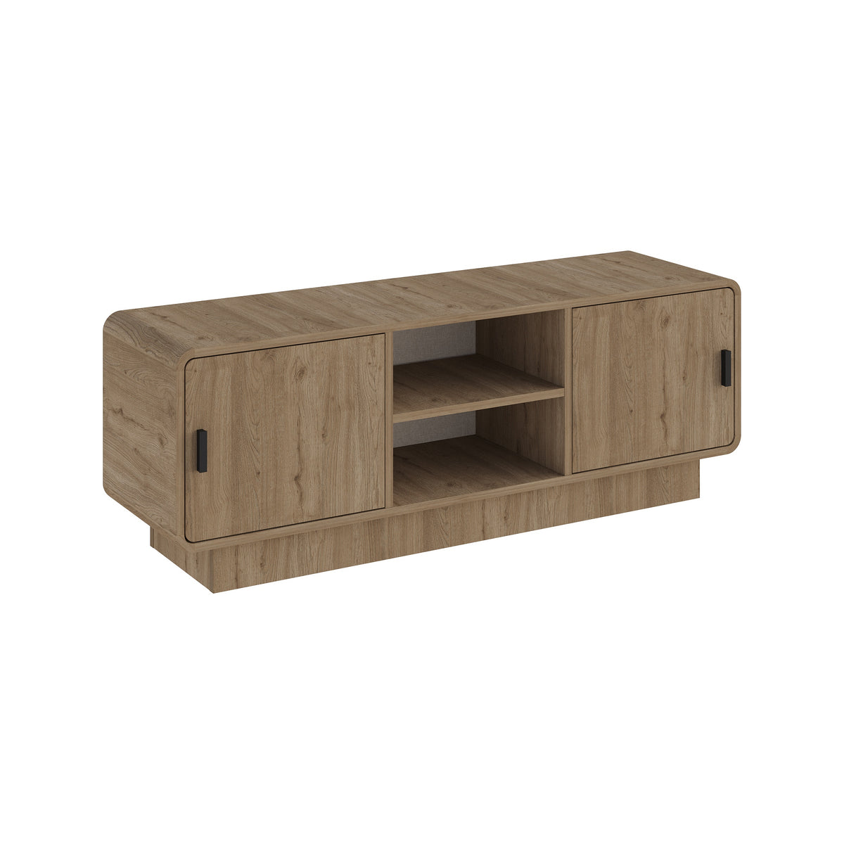 Jorvan 140cm TV Unit with Rounded Corners and 2 Soft-Close Doors — Natural Oak, image 4