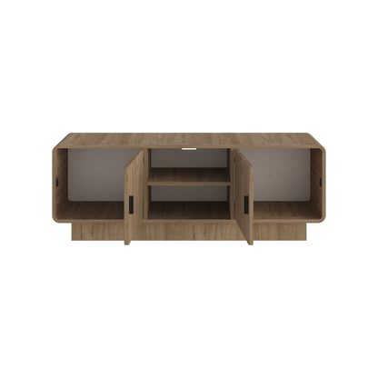 Jorvan 140cm TV Unit with Rounded Corners and 2 Soft-Close Doors — Natural Oak, image 5