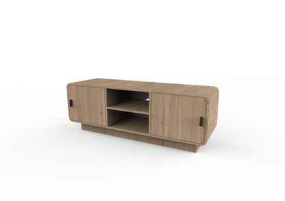 Jorvan 140cm TV Unit with Rounded Corners and 2 Soft-Close Doors — Natural Oak, image 6
