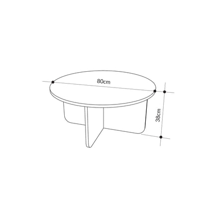 Kelbro 80cm Round Coffee Table with X-Shaped Slab Base — Oak, Ash Green, image 4