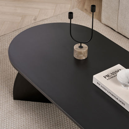 Lumbra 120cm Oval Coffee Table with Open Base — Black Wood, image 4