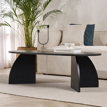 Lumbra 120cm Oval Coffee Table with Open Base — Black Wood, image 5