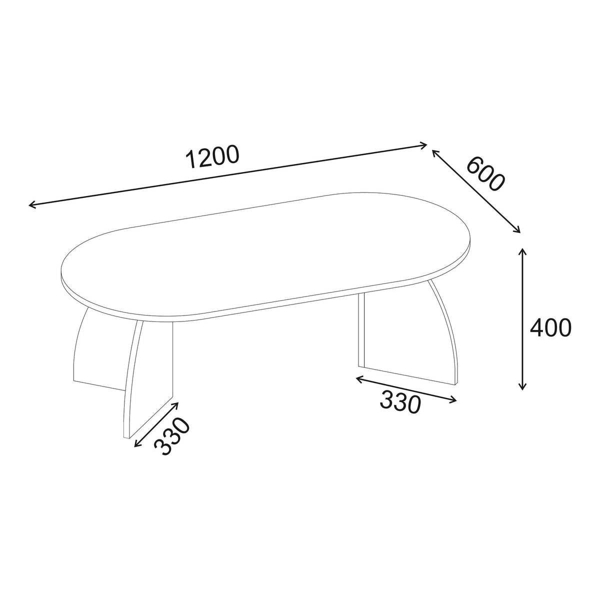 Lumbra 120cm Oval Coffee Table with Open Base — Black Wood, image 8