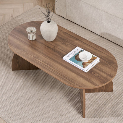 Lumbra 120cm Oval Coffee Table with Open Base — Natural Walnut Effect, image 7