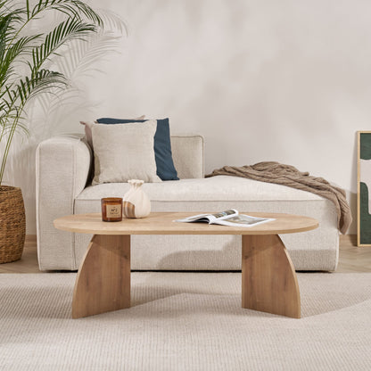 Lumbra 120cm Oval Coffee Table with Open Base — Oak, image 1