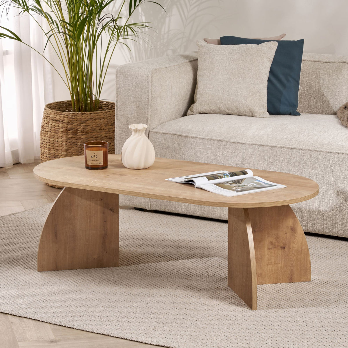 Lumbra 120cm Oval Coffee Table with Open Base — Oak, image 2