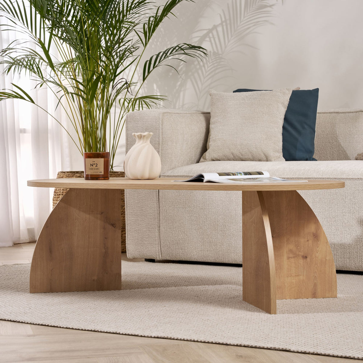 Lumbra 120cm Oval Coffee Table with Open Base — Oak, image 5