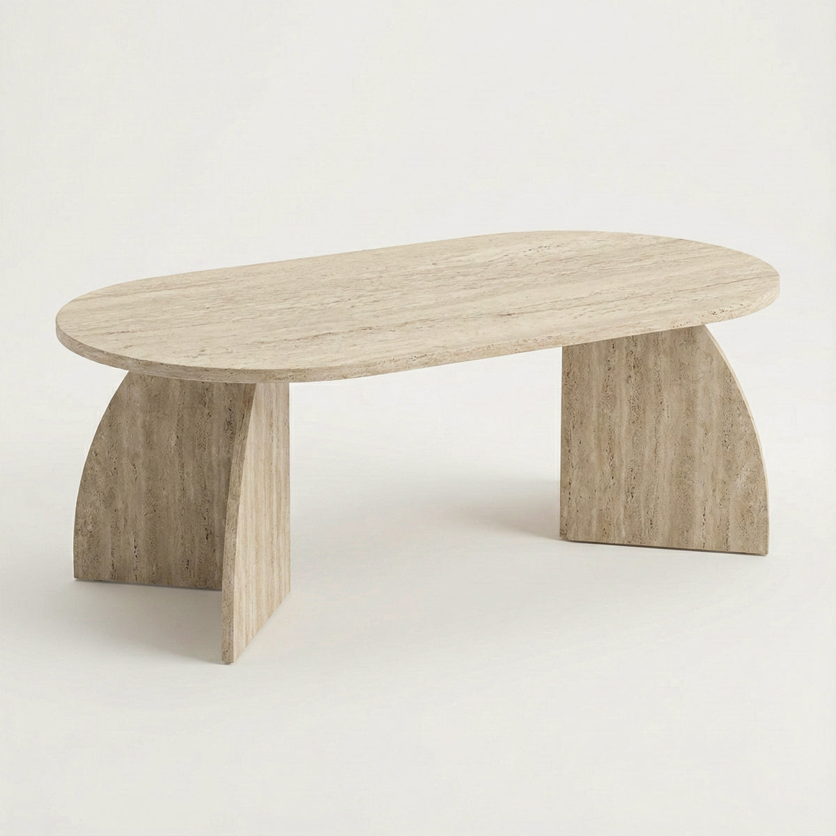 Lumbra 120cm Oval Coffee Table with Open Base — Travertine, image 3