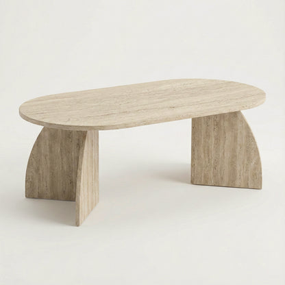 Lumbra 120cm Oval Coffee Table with Open Base — Travertine, image 3