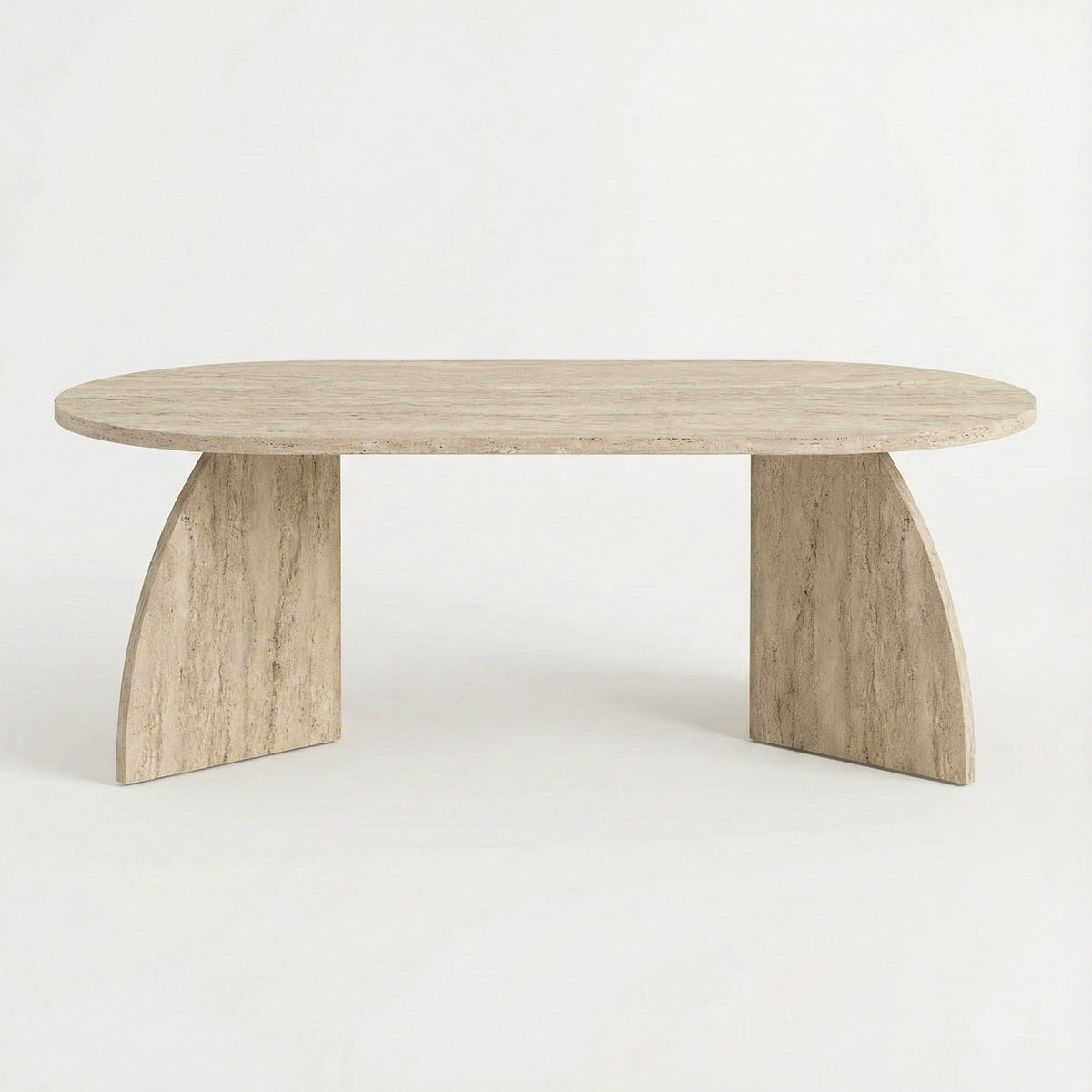 Lumbra 120cm Oval Coffee Table with Open Base — Travertine, image 6