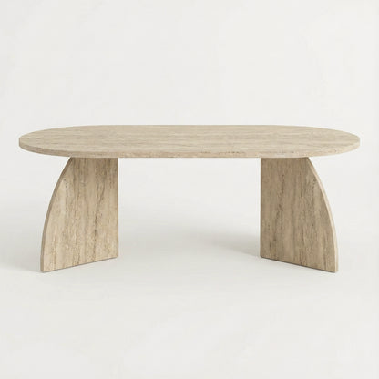 Lumbra 120cm Oval Coffee Table with Open Base — Travertine, image 6