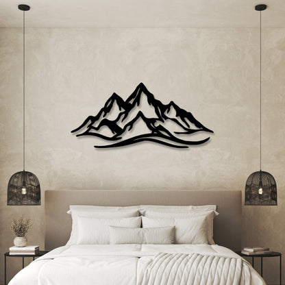 Mountain Wall Art – 3D Static Dyed Metal Mountain Silhouette | 120x55 cm