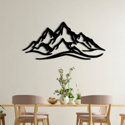 Mountain Wall Art – 3D Static Dyed Metal Mountain Silhouette | 120x55 cm