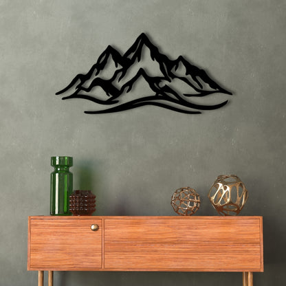 Mountain Wall Art – 3D Static Dyed Metal Mountain Silhouette | 120x55 cm