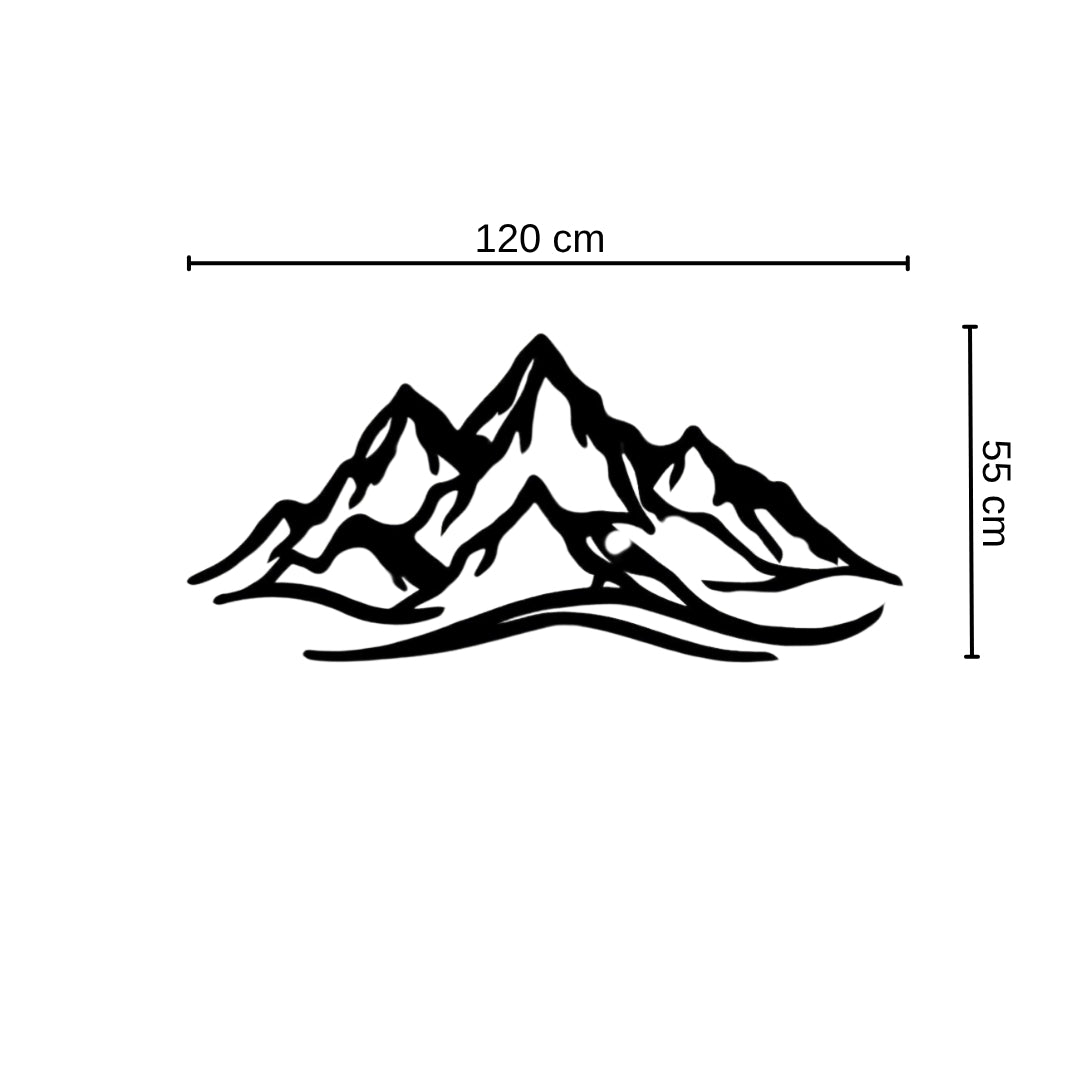 Mountain Wall Art – 3D Static Dyed Metal Mountain Silhouette | 120x55 cm