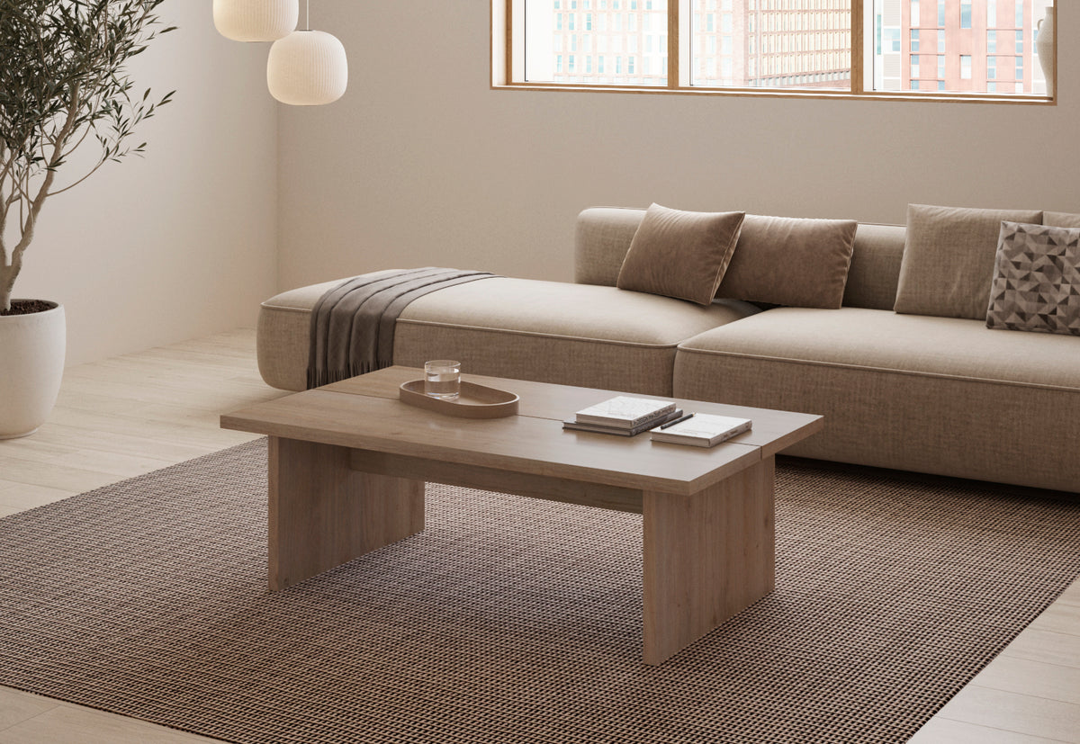 Olvan 120cm Rectangular Coffee Table with Rounded Corners — Cadiz Oak, image 1