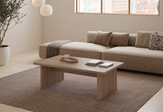 Olvan 120cm Rectangular Coffee Table with Rounded Corners — Cadiz Oak, image 1