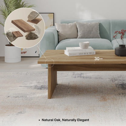 Olvan 120cm Rectangular Coffee Table with Rounded Corners — Natural Oak, image 4