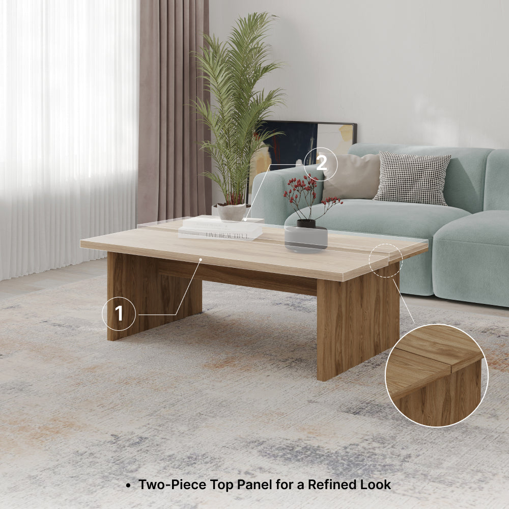Olvan 120cm Rectangular Coffee Table with Rounded Corners — Natural Oak, image 6