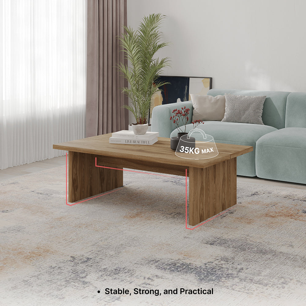 Olvan 120cm Rectangular Coffee Table with Rounded Corners — Natural Oak, image 7