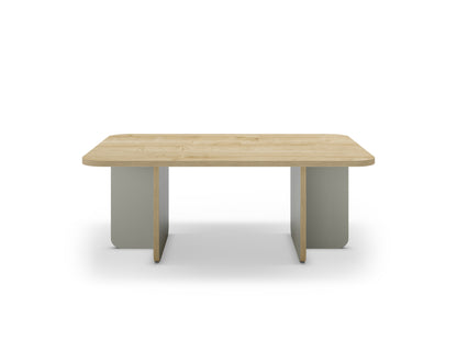 Ondrel 100 cm Coffee Table with Rounded Corners and Slab Legs — Oak, Ash Green, image 2