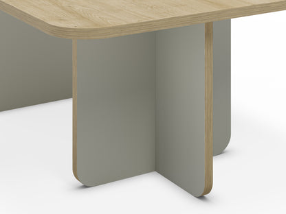 Ondrel 100 cm Coffee Table with Rounded Corners and Slab Legs — Oak, Ash Green, image 3