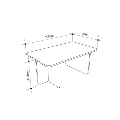 Ondrel 100 cm Coffee Table with Rounded Corners and Slab Legs — Oak, Sandstone, image 6