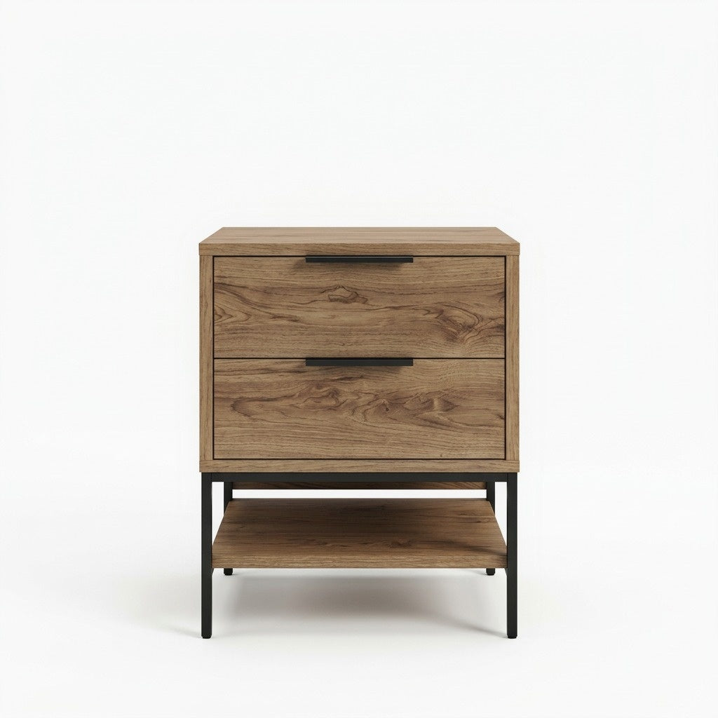 Pellan 45 cm Bedside Table with 2 Soft-Close Drawers — Whiskey Oak, image 3