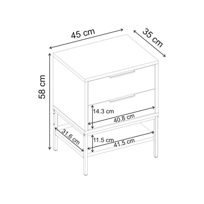Pellan 45 cm Bedside Table with 2 Soft-Close Drawers — Whiskey Oak, image 5