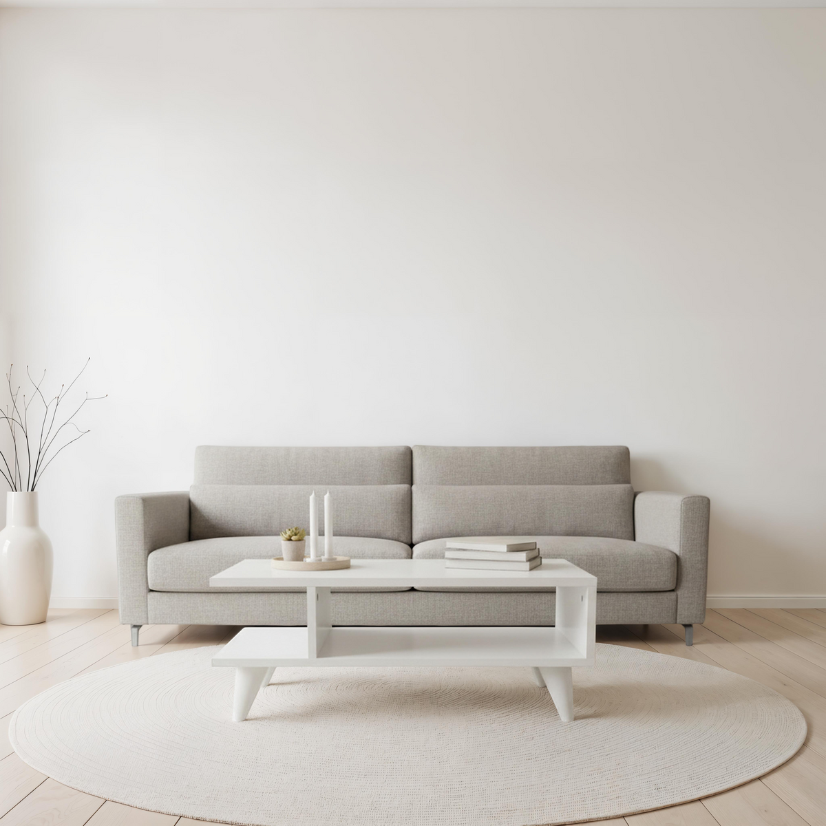 Quelso 80cm Compact Coffee Table with Open Lower Shelf — White, image 2