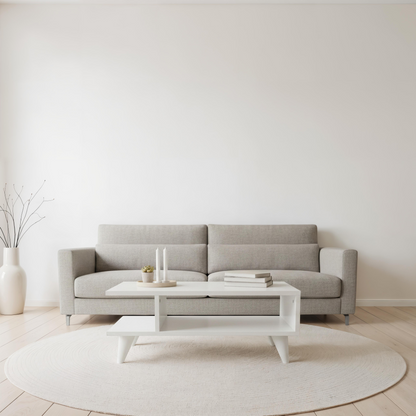 Quelso 80cm Compact Coffee Table with Open Lower Shelf — White, image 2