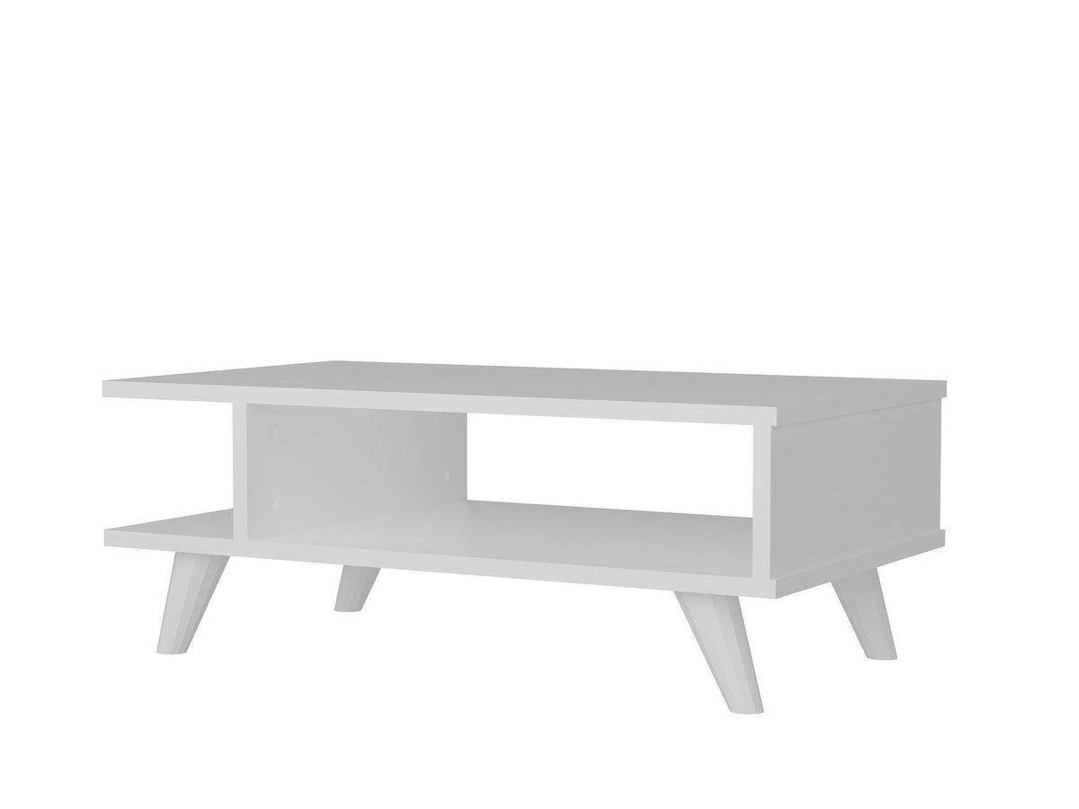 Quelso 80cm Compact Coffee Table with Open Lower Shelf — White, image 3