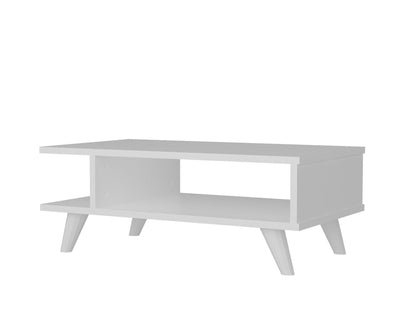 Quelso 80cm Compact Coffee Table with Open Lower Shelf — White, image 3