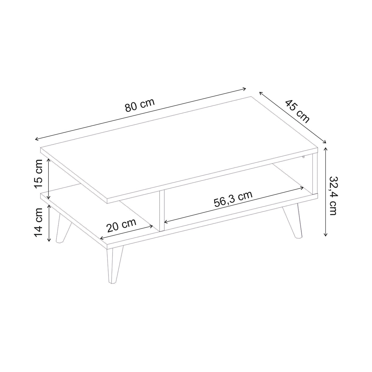 Quelso 80cm Compact Coffee Table with Open Lower Shelf — White, image 5
