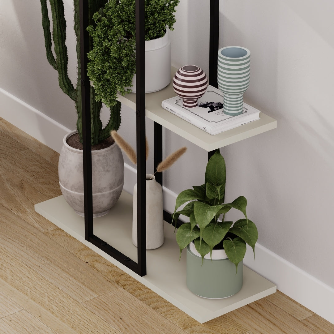 Vetra 3-Tier Plant Stand – Corner or Straight Setup, Stylish Metal Frame in Sage Green, Stone or Beige