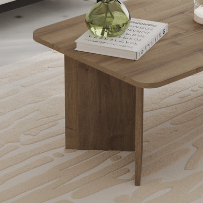 Sarnby 100cm Rectangular Coffee Table with Twin Panel Base — Natural Oak, image 2