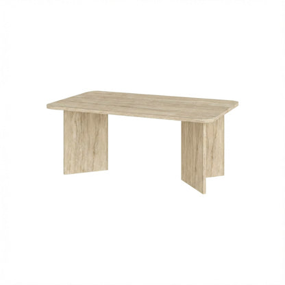 Sarnby 100cm Rectangular Coffee Table with Twin Panel Base — Travertine, image 4