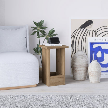 Tasos Compact Side Table with Storage – Narrow Oak End Table for Sofa, Bedside or Living Room