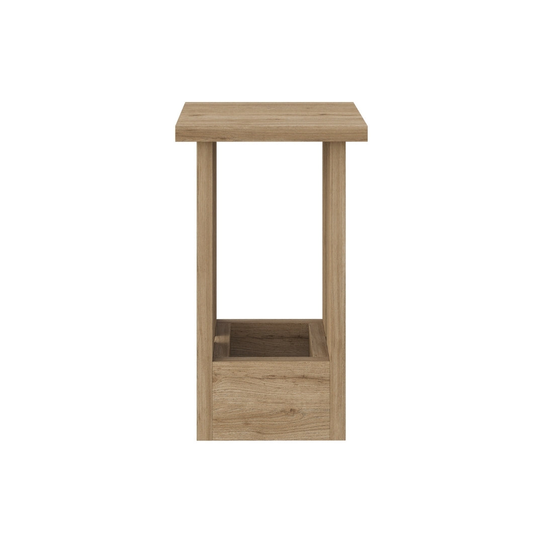 Tasos Compact Side Table with Storage – Narrow Oak End Table for Sofa, Bedside or Living Room