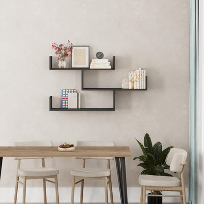 Snerra 119 cm 3-Tier Wall-Mounted Shelf Unit — Anthracite Grey, image 3