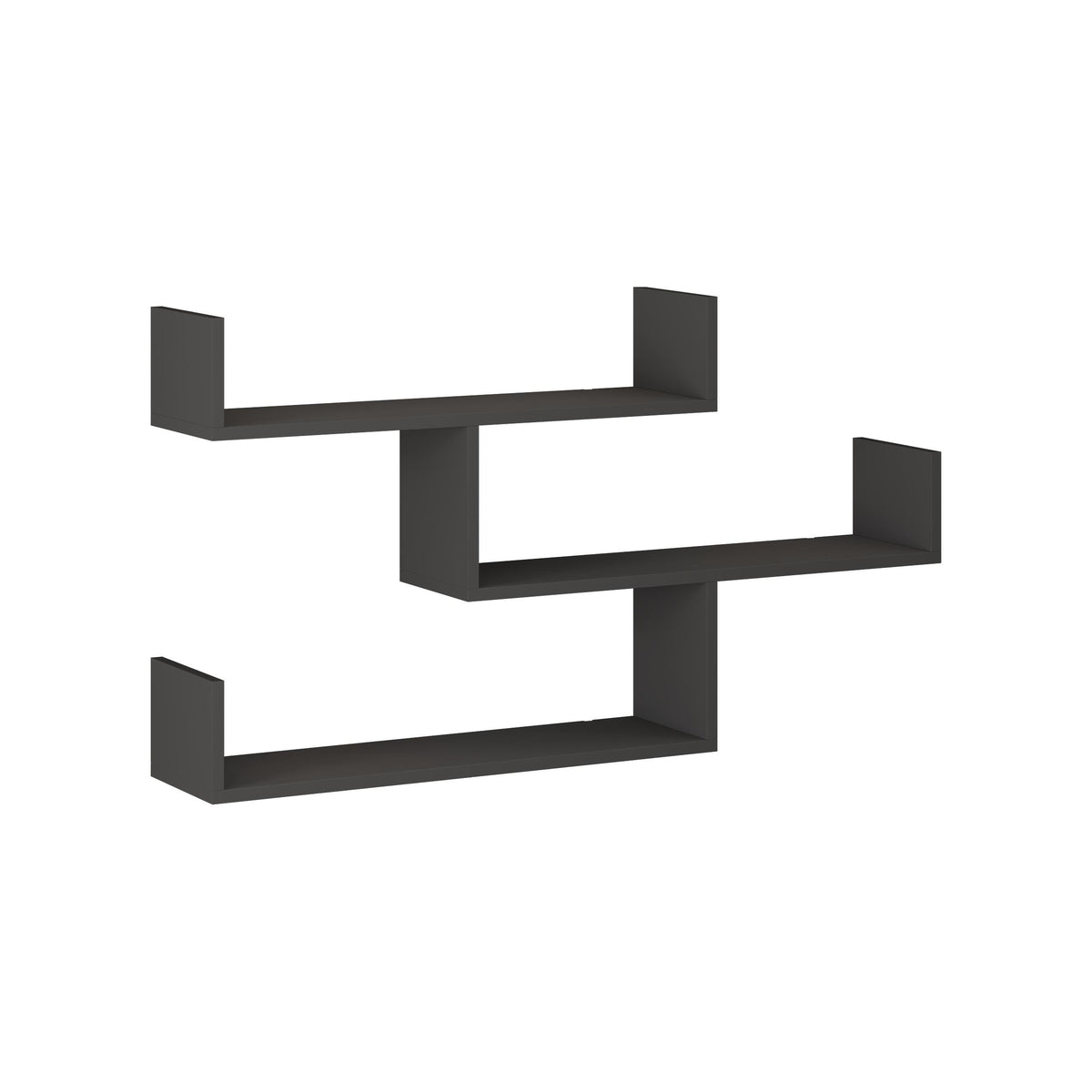 Snerra 119 cm 3-Tier Wall-Mounted Shelf Unit — Anthracite Grey, image 4